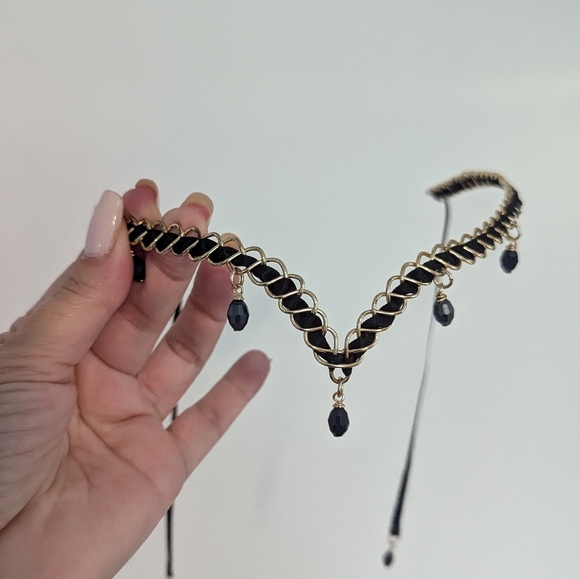 Fairy Circlet Crown Headband Black Gold Medieval Headpiece Renaissance Festival - Picture 9 of 10